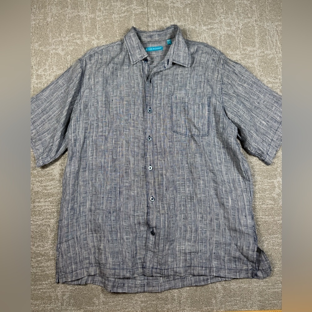 Tori Richard Mens Short Sleeve Button Up Linen Shirt Size L